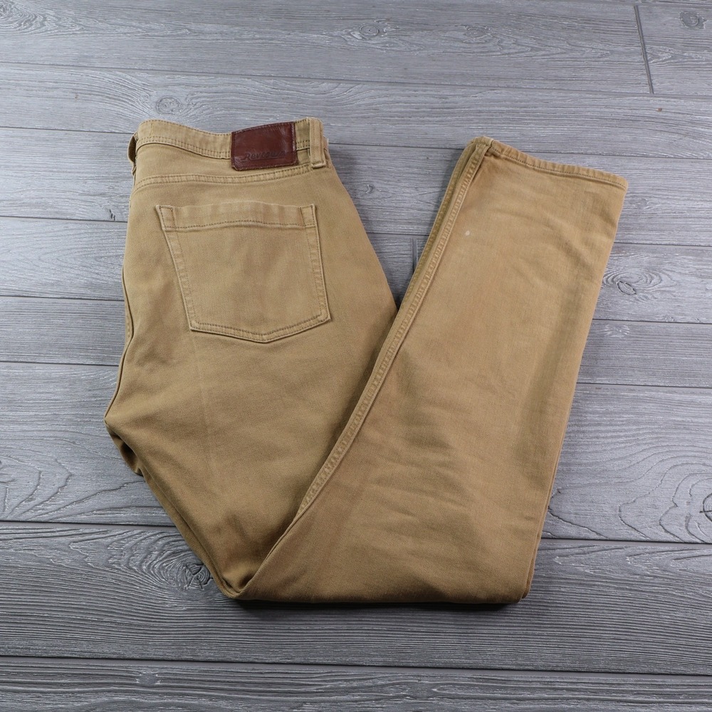 Revtown Sharp Jeans Mens Actual 36x32 Beige Slim Straight Fit Stretch Denim